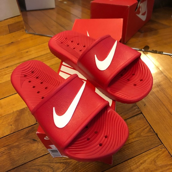 nike red kawa slide